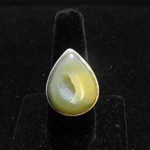 PALE GREEN DRUZY RING SZ 9